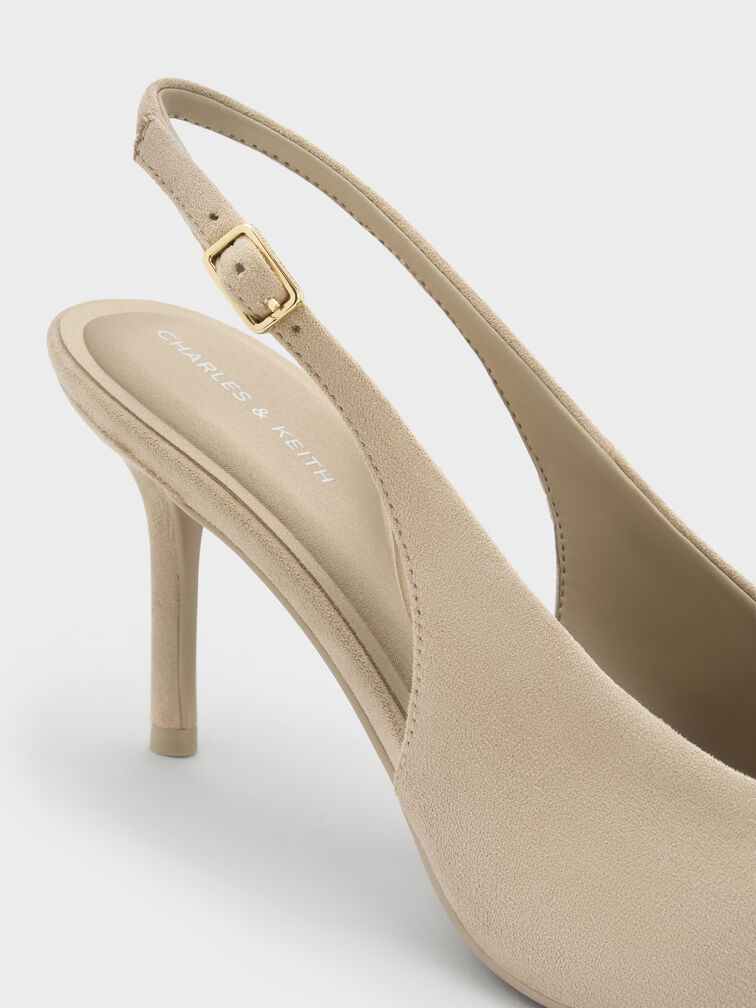 Sepatu Pumps Slingback Faux Suede Emelia, Beige, hi-res