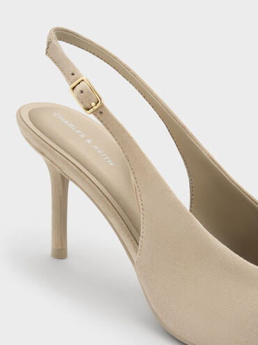 Sepatu Pumps Slingback Faux Suede Emelia, Beige, hi-res