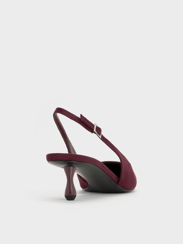 Sepatu Pumps Slingback Ruthie Faux Suede, Burgundy, hi-res