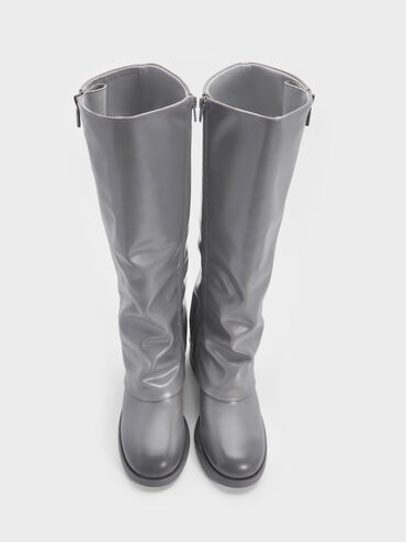 Louise Burnished Knee-High Boots, Light Grey, hi-res