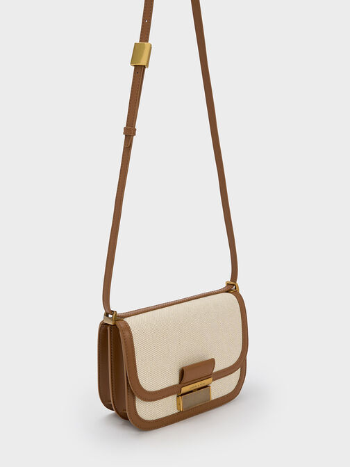 Taupe Errya Nylon Quilted Puffy Crossbody Bag - CHARLES & KEITH