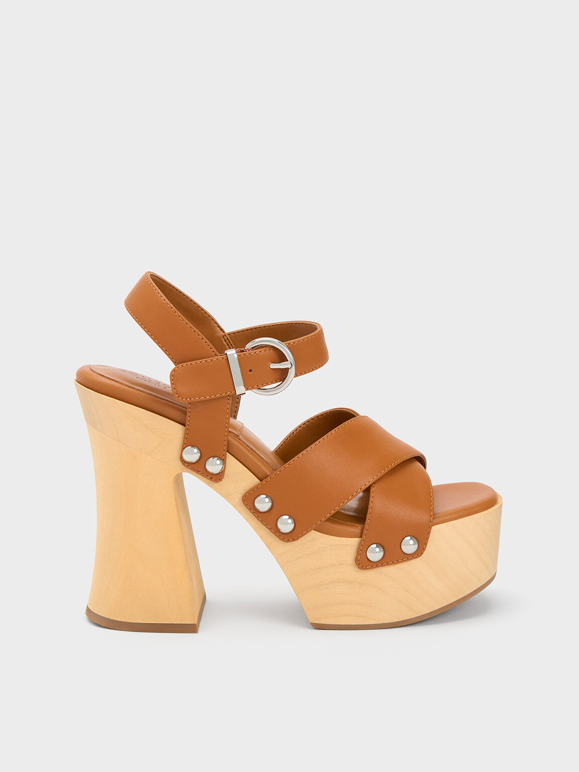 Tabitha Leather Crossover Sandals, Brown, hi-res