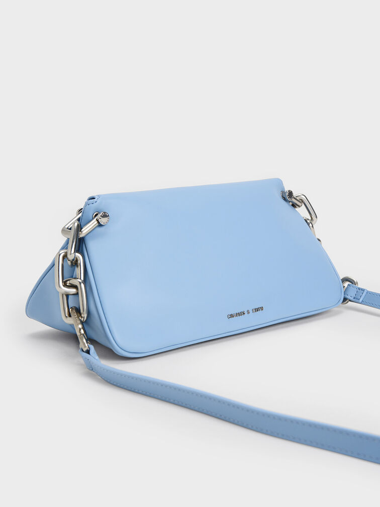Cleona Braided Handle Shoulder Bag - Light Blue