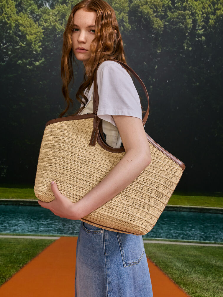 Tas Tote Woven Ivette Raffia, Multi, hi-res