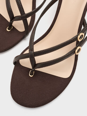 Sandal Slingback Slant-Heel, Dark Brown, hi-res