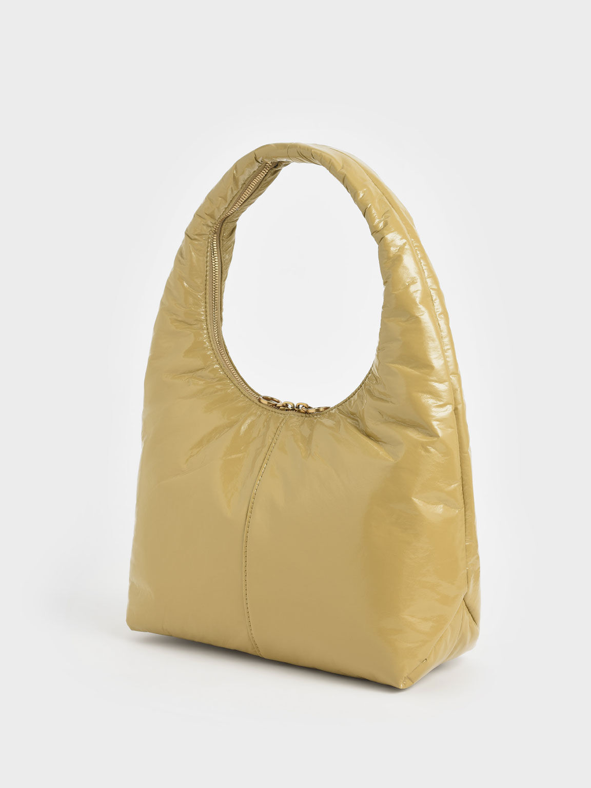 Arch Wrinkled-Effect Large Hobo Bag, Sand, hi-res