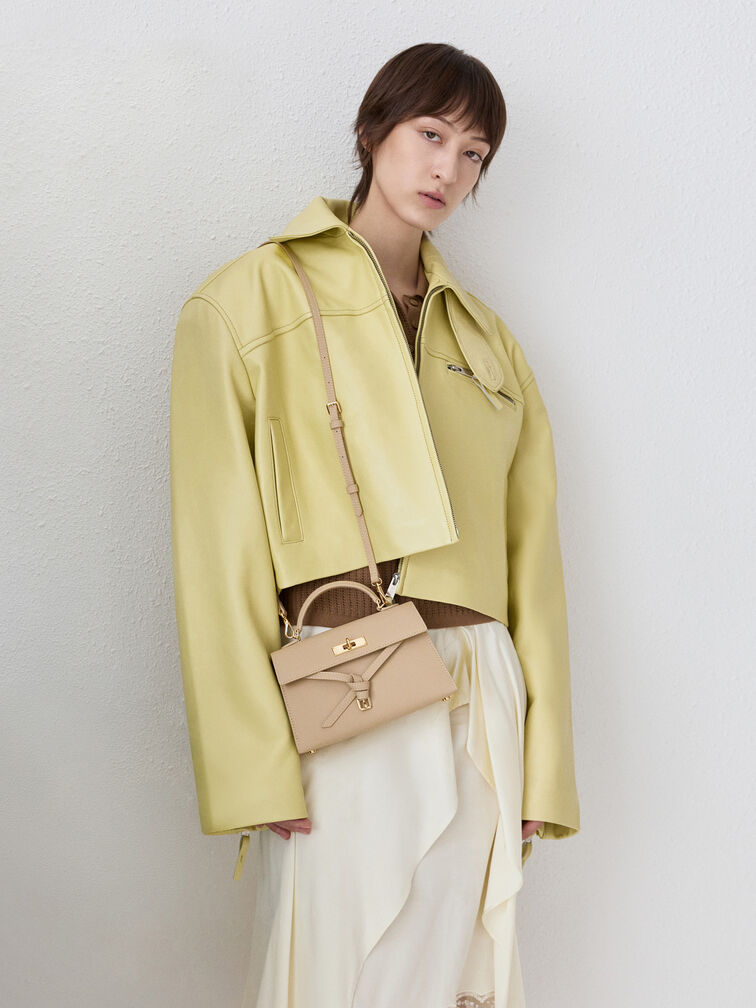 Tas Top Handle Knotted-Belt Tricha, Sand Beige, hi-res