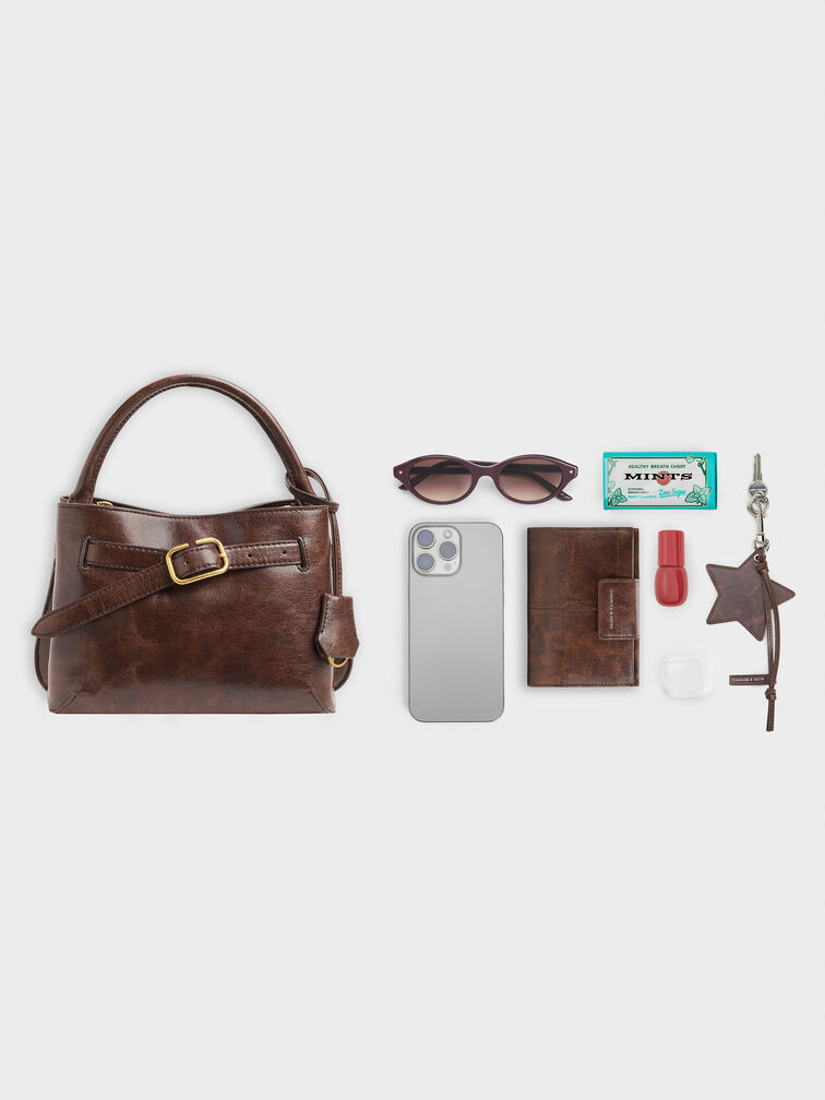 Tas Top Handle Victoria Belted, Distressed Coffee, hi-res