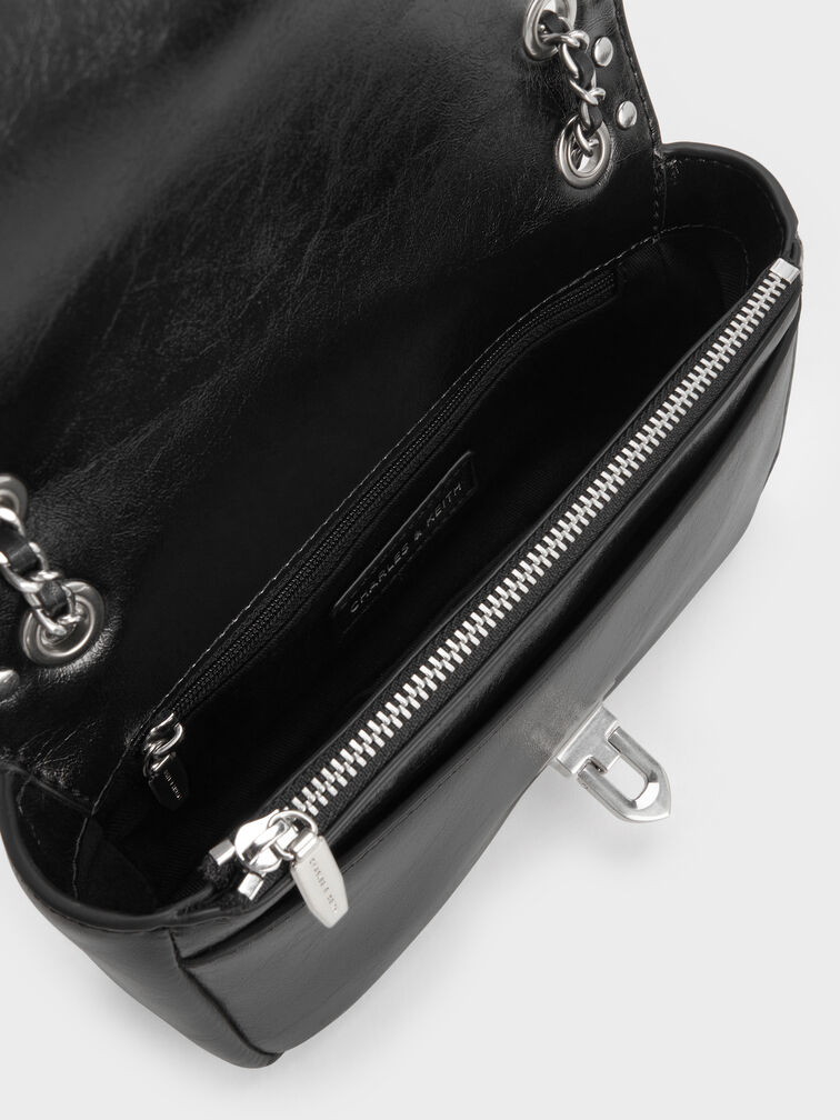 Tas Bahu Studded Arwen, Noir, hi-res