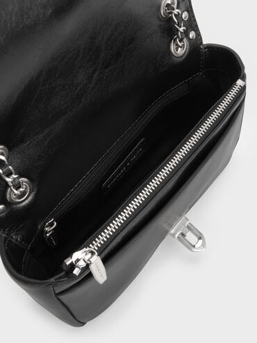 Tas Bahu Studded Arwen, Noir, hi-res