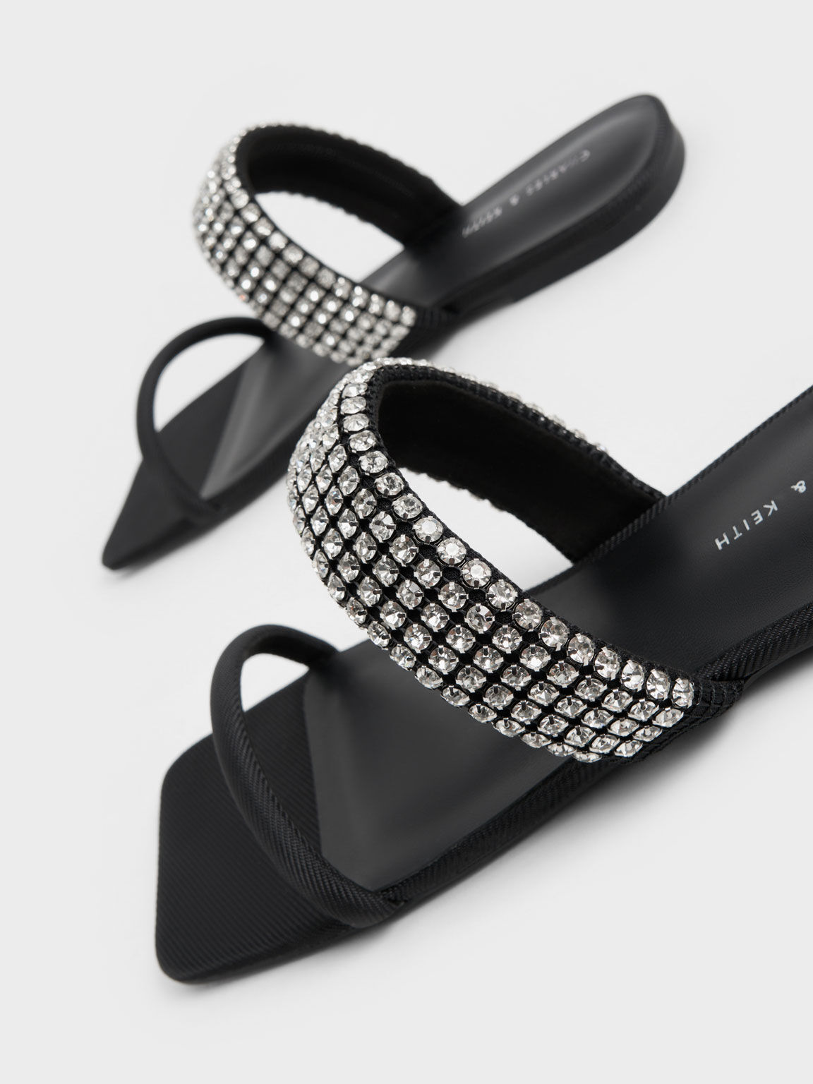 Sandal Slide Gem-Embellished Strap, Black, hi-res