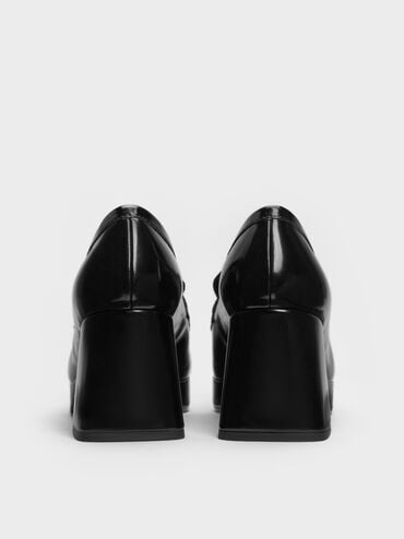 Platform Block-Heel Loafer Pumps, Black Box, hi-res