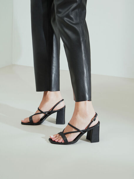 Perforering akademisk rent Black Strappy Chunky Heel Sandals - CHARLES & KEITH ID