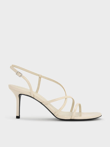 Strappy Stiletto-Heel Slingback Sandals, Chalk, hi-res