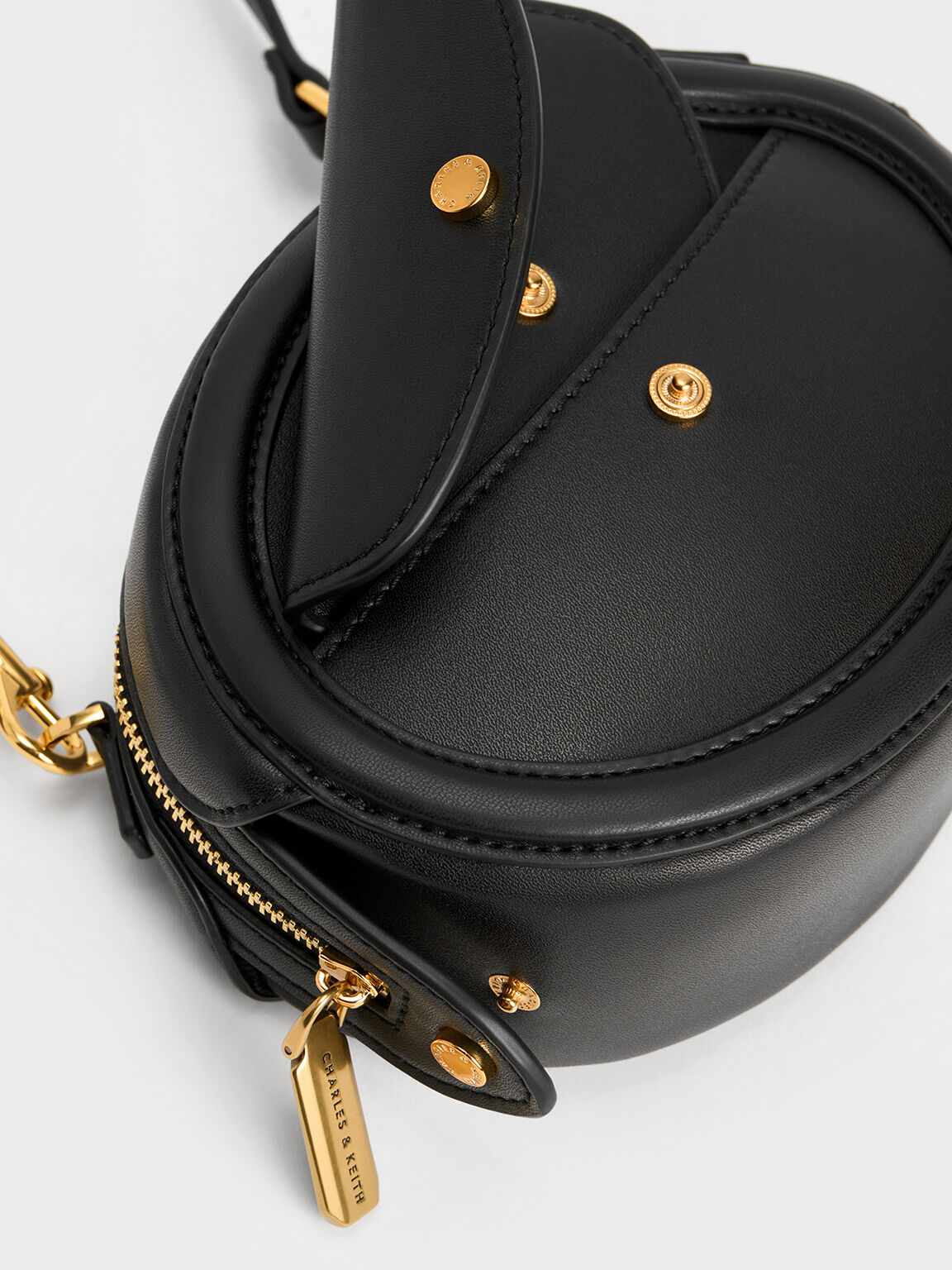 Chain Handle Oval Bag, Black, hi-res