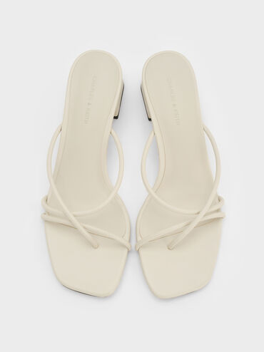 Sandal Block-Heel Toe-Ring Strappy, Chalk, hi-res