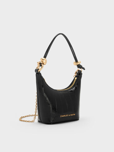 Tas Chain-Handle Eel-Effect Augustine Micro, Black, hi-res