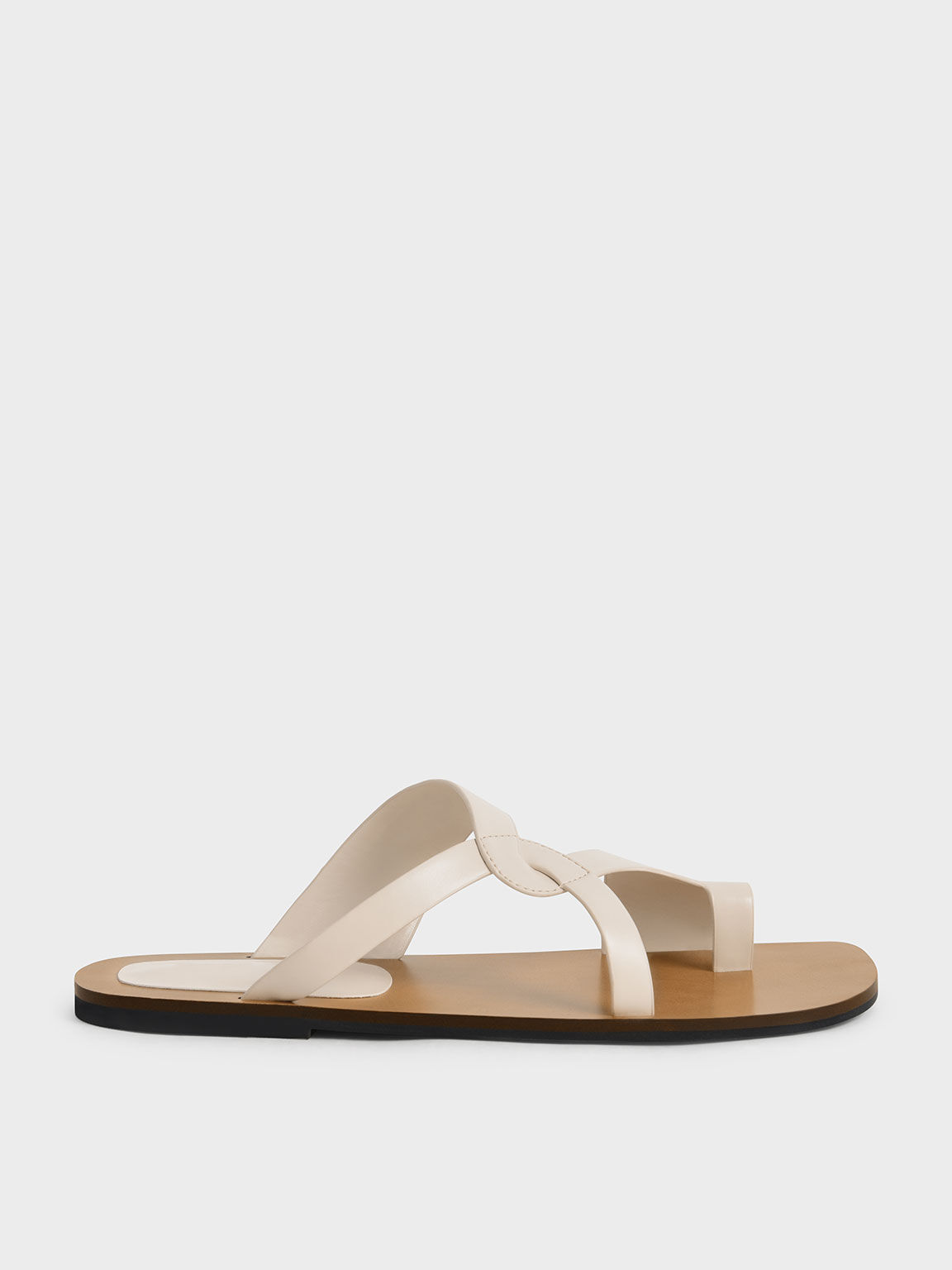 Chalk Toe-Ring Strappy Slide Sandals 