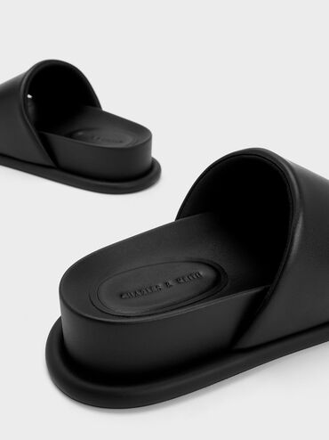 Sandal Slide Padded Strap, Black, hi-res