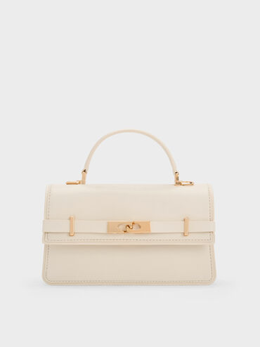 Tas Top Handle Belted Arlet, Cream, hi-res