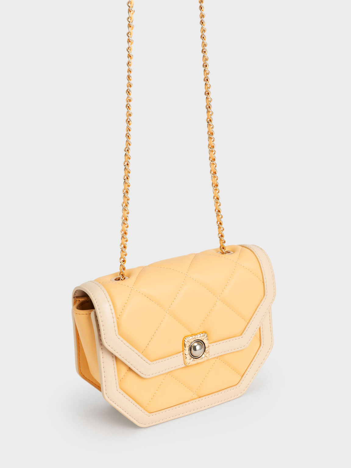 Avis Two-Tone Geometric Shoulder Bag, Yellow, hi-res