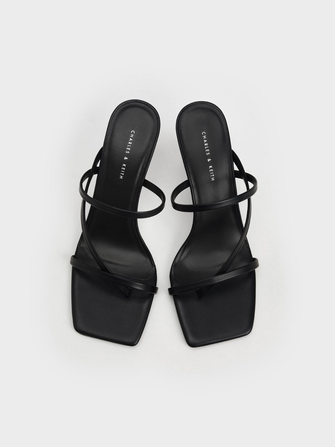 Black Sandal Blade Heel Toe Loop 