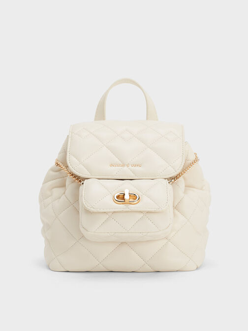 Backpack Quilted Aubrielle, Cream, hi-res