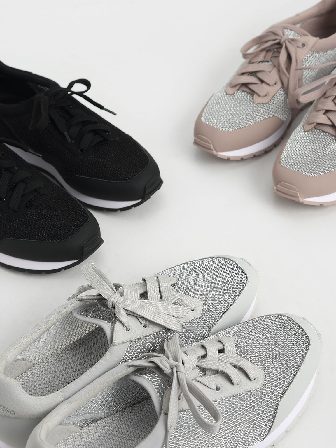 Sepatu Sneakers Mesh Low-Top, Pink, hi-res