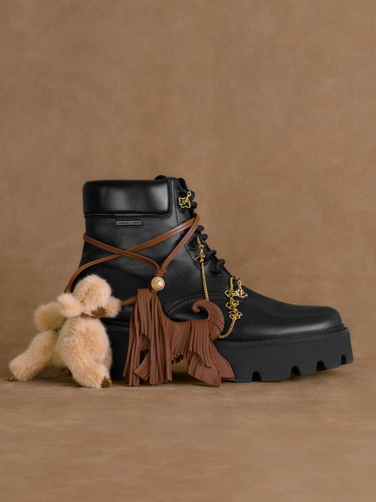 Charm Dog Fringed Leather, Chocolate, hi-res
