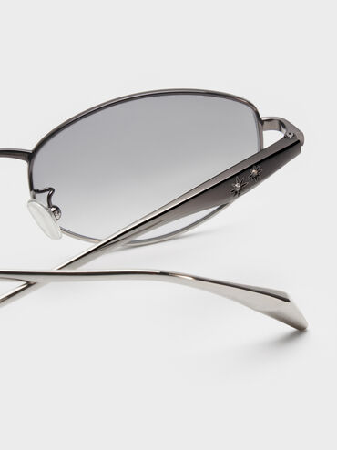 Celestia Ombre Crystal-Accent Oval Sunglasses, Grey, hi-res