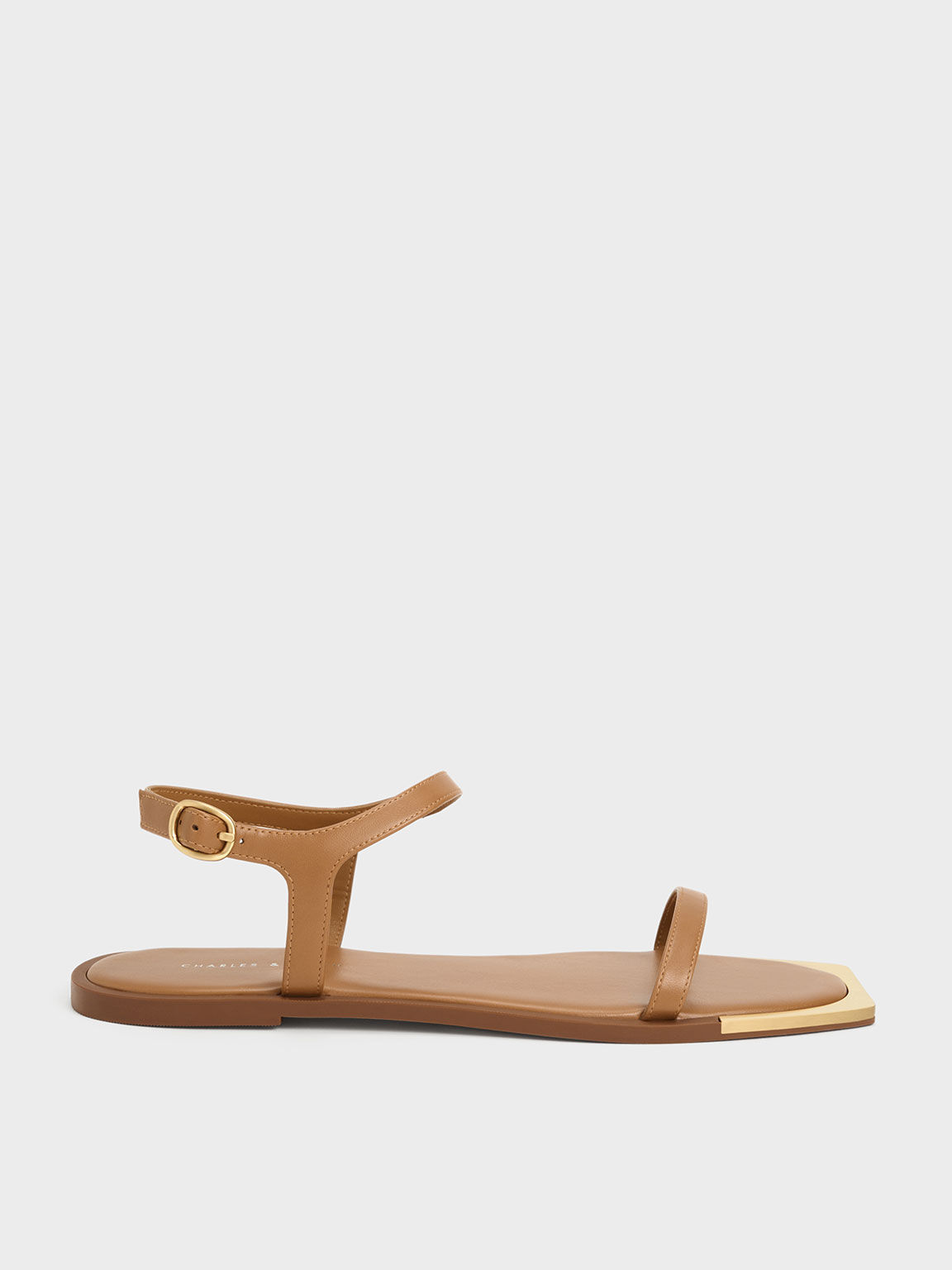 Sandal Metallic Square-Toe, Camel, hi-res