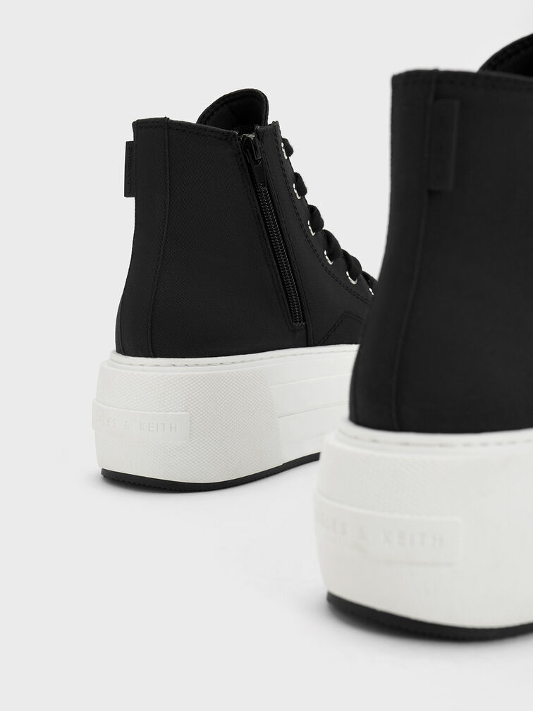 Sepatu Sneakers Chunky Platform High-Top, Black, hi-res