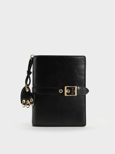 Dompet Holder Paspor Belted Heart Rey, Black, hi-res