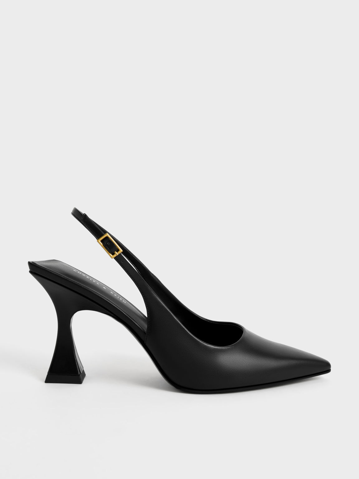 Sepatu Pumps Sculptural Heel Slingback, Black, hi-res
