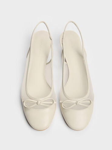 Sepatu Pumps Mesh Bow Slingback Mulligan, Chalk, hi-res