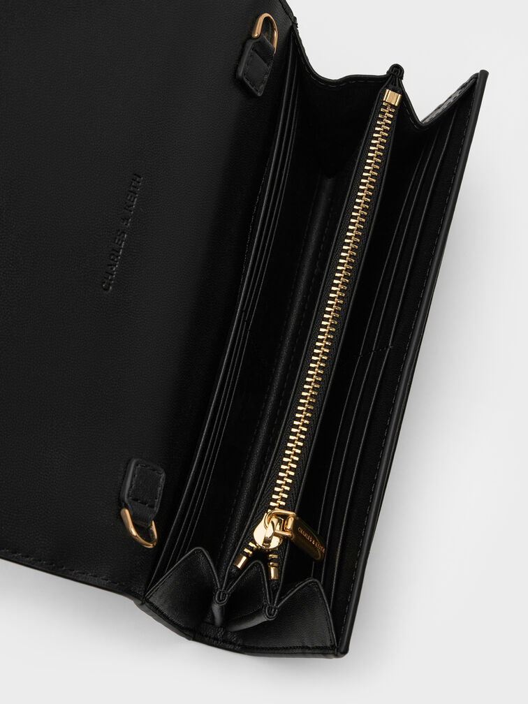 Dompet on-chain Behn Metallic Accent, Black, hi-res
