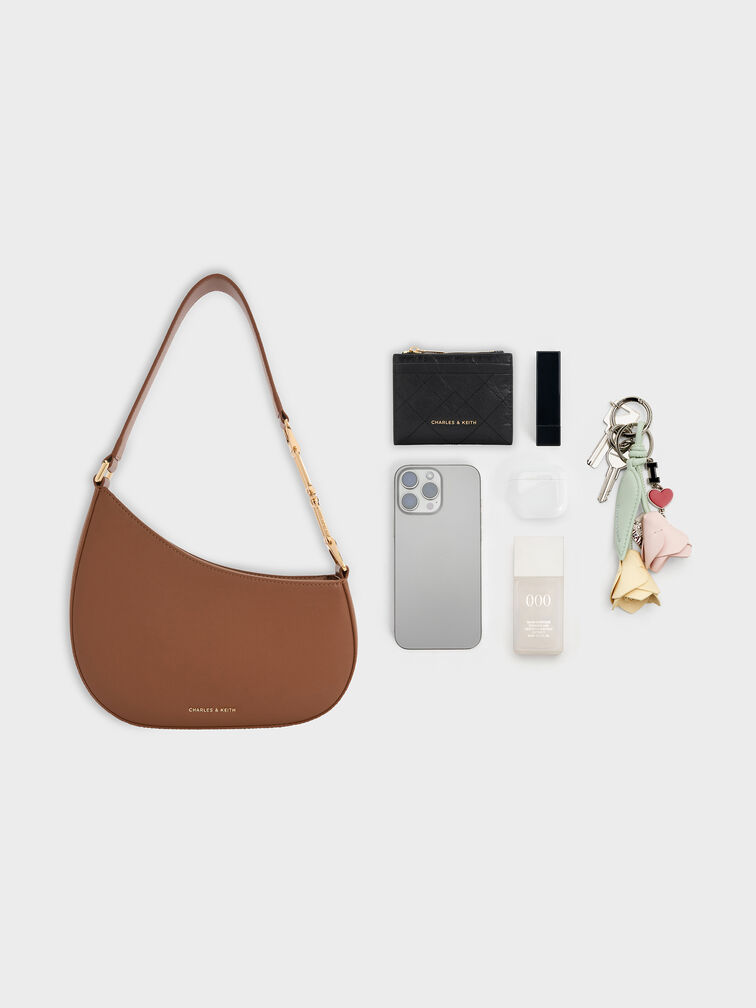 Tas Bahu Chain-Accent Agatha, Chocolate, hi-res