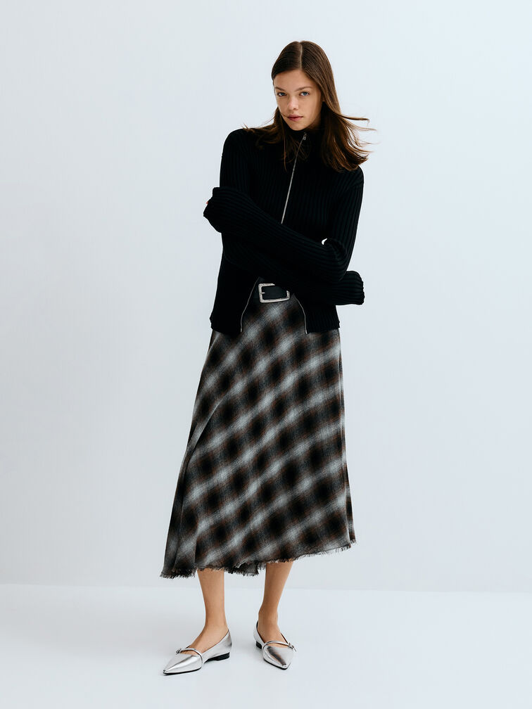 Metallic Pointed Ballet Flats, Silver, hi-res