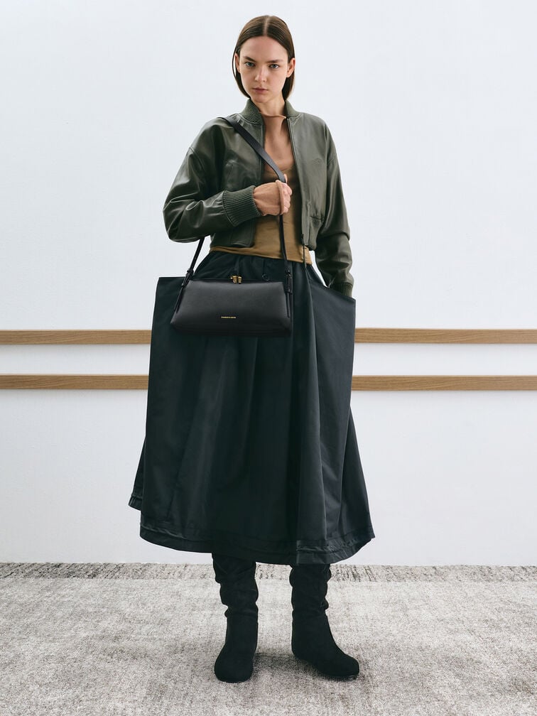 Tas Bahu Double-Strap Deyna, Black, hi-res