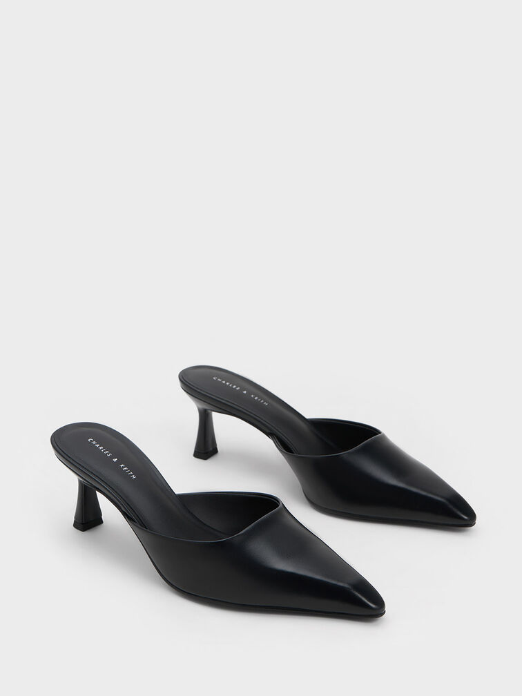 Sepatu Mules Flare Heel, Black, hi-res
