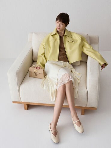 Sepatu Flats Mary Jane Pearl Marie, Cream, hi-res