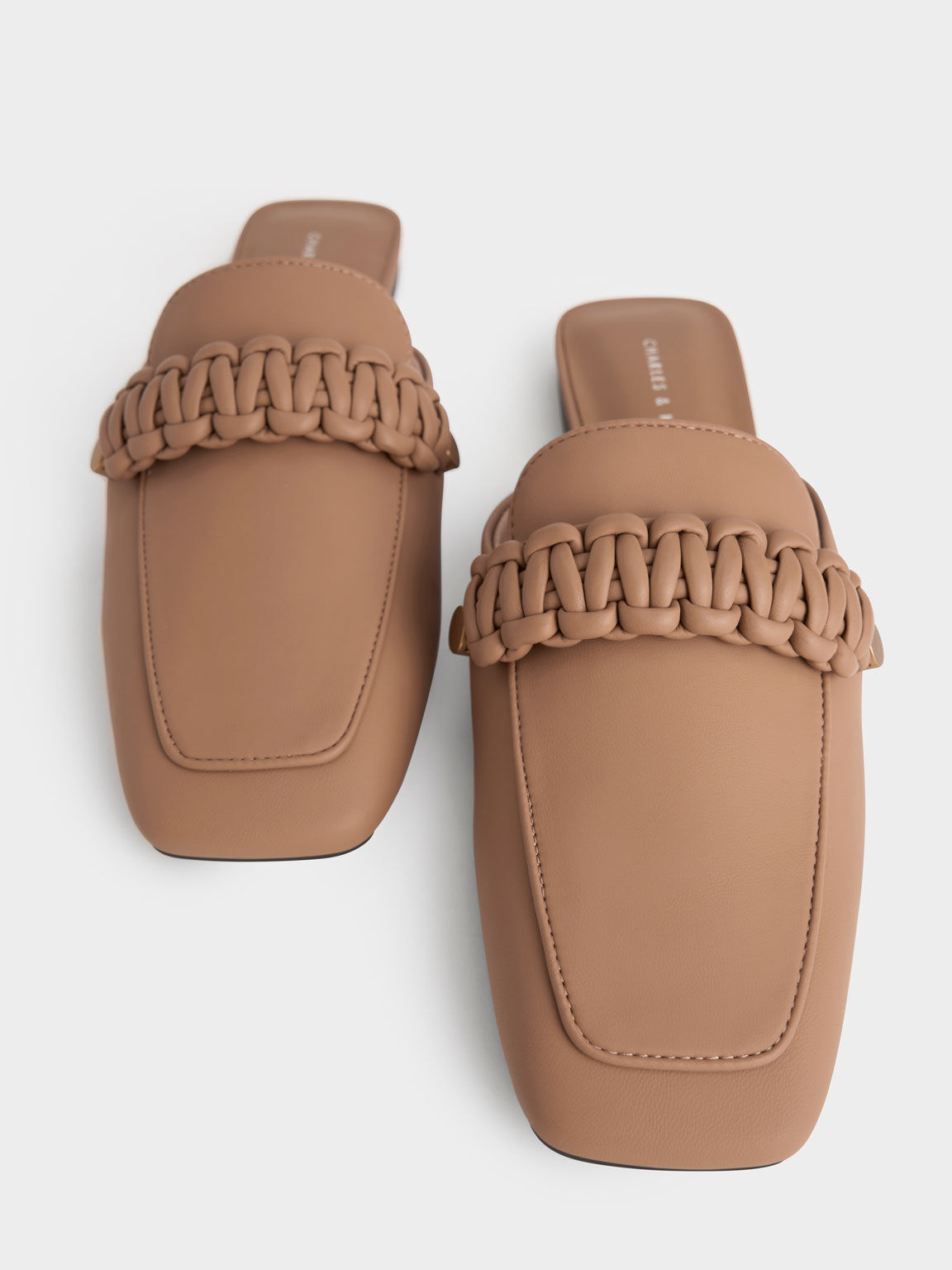 Sepatu Mules Braided Penny Loafer, Sand, hi-res