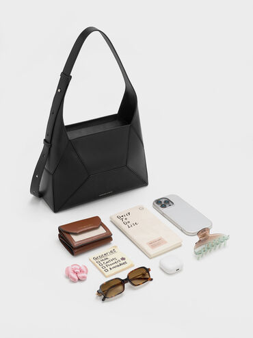 Tas Hobo Geometric Nasrin, Noir, hi-res