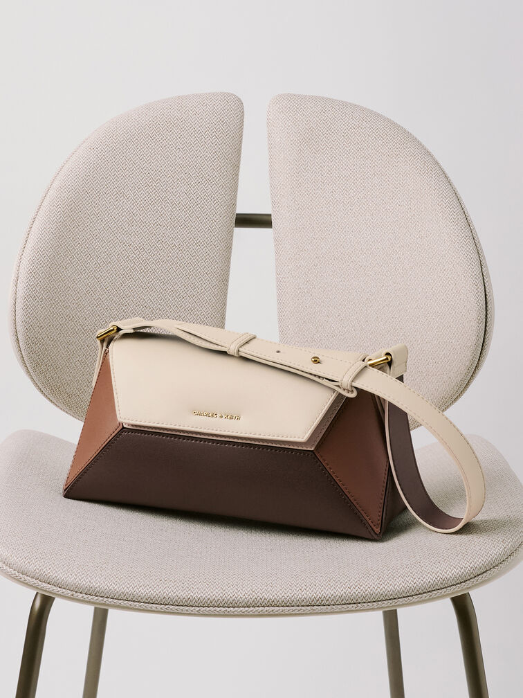 Tas Bahu Geometric Nasrin Colourblock, Multi Brown, hi-res