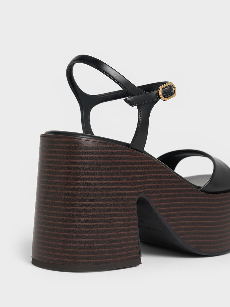 Sandal Platform Ankle-Strap, Black, hi-res