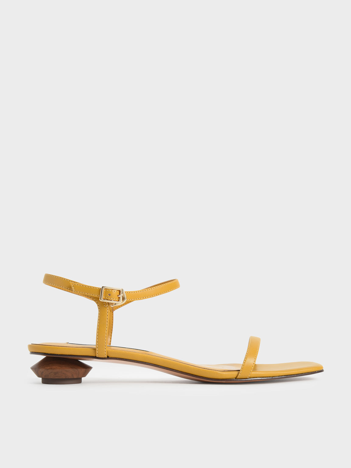 Sandal Sculptural Heel Ankle Strap, Mustard, hi-res