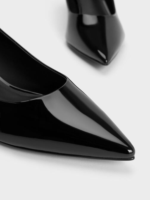 Sepatu Pumps Kitten Heel Patent Pointed-Toe, Black Patent, hi-res