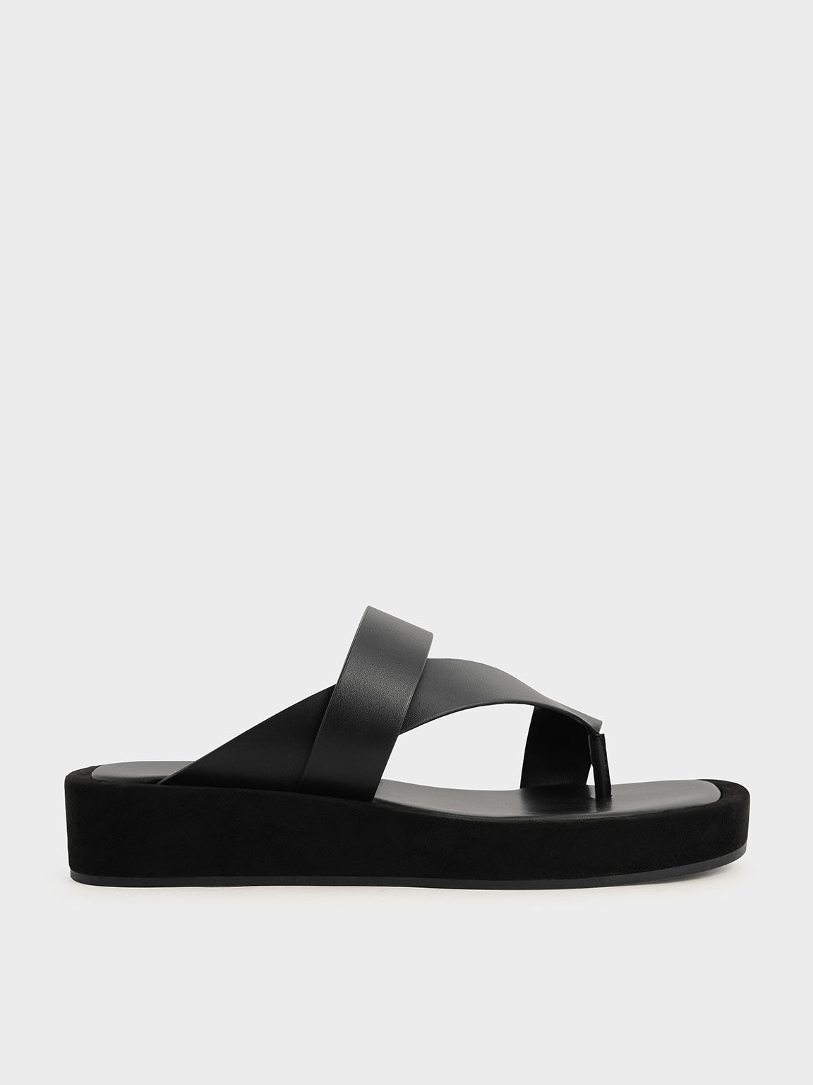 Toe-Loop Platform Sandals, Black, hi-res