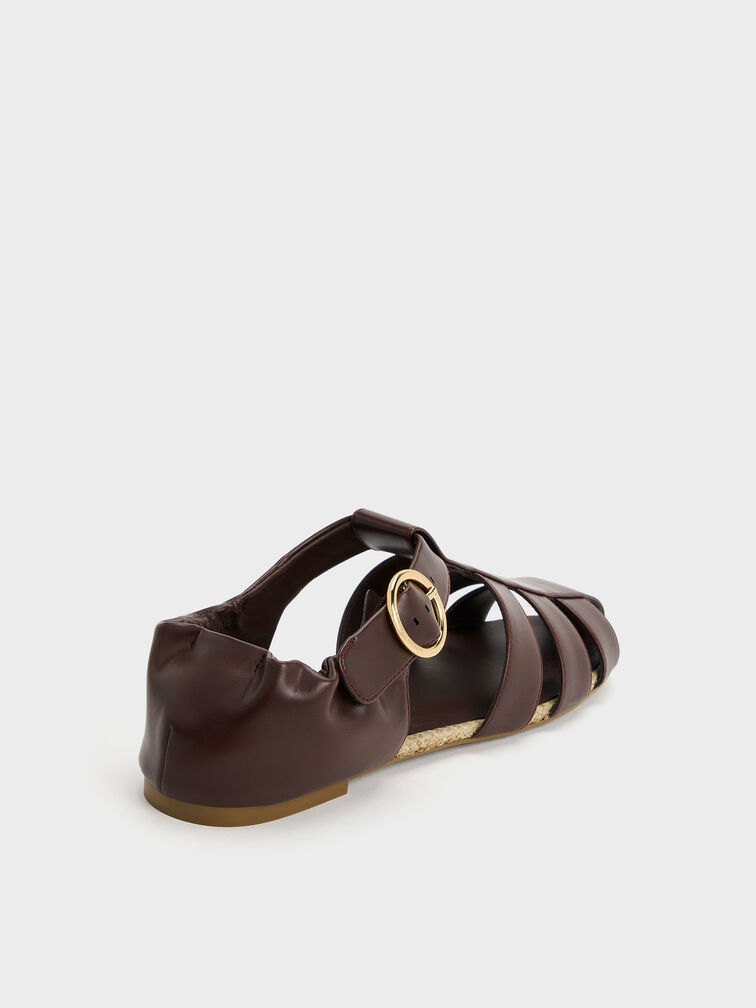 Sepatu Flat Espadrilles Caged, Maroon, hi-res