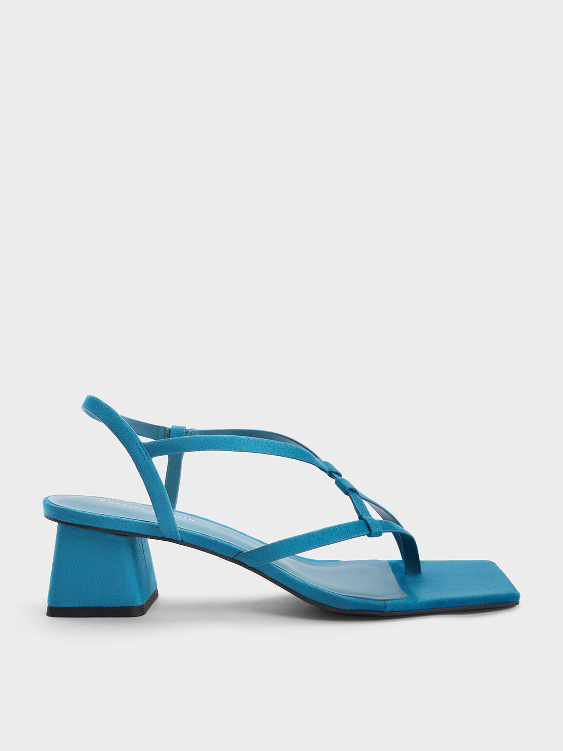 Textured Asymmetric Interwoven Thong Sandals, Blue, hi-res